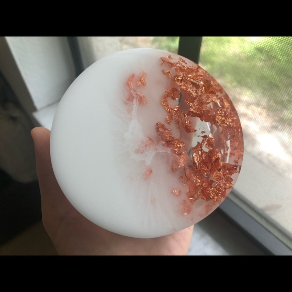 Copper/Rose Gold & White Coaster Set With Holder - Picture 12 of 14